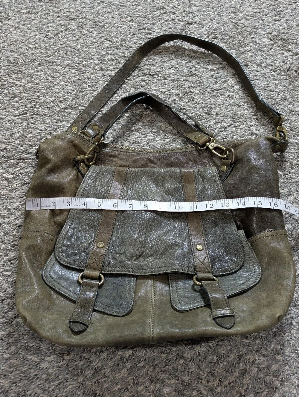 Andrew Marc Brown Leather Crossbody Satchel Messenger Bag